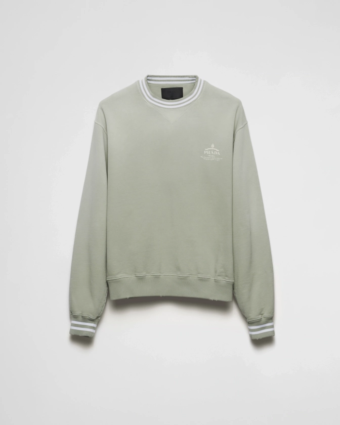 Sweat-shirt En Coton Bleu | PRADA