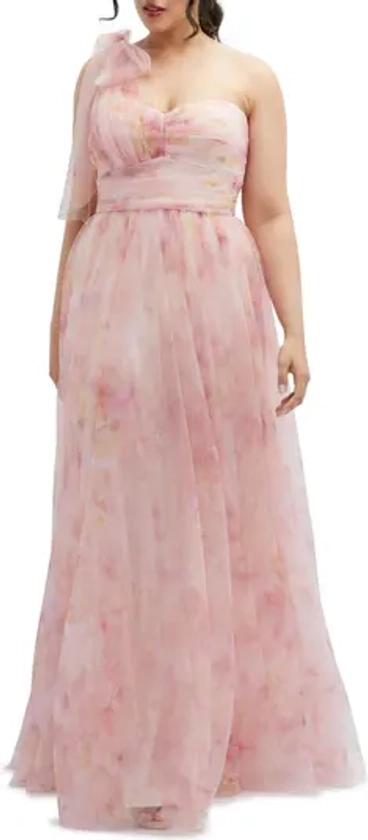 Dessy Collection Floral Tulle One-Shoulder Gown | Nordstrom