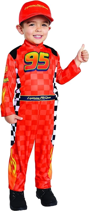 Spirit Halloween Cars Toddler Lightning McQueen Pit Crew Costume | Officially Licensed | Disney | Pixar | Cars Cosplay