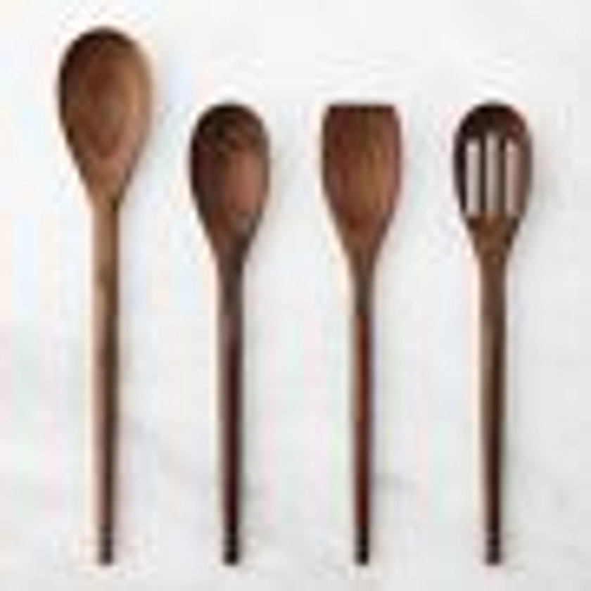 Williams Sonoma Walnut Wood Spoons, Set of 4