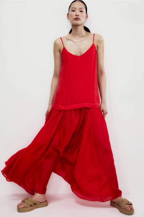 Long strappy dress - V-neck - Sleeveless - Red - Ladies | H&M GB