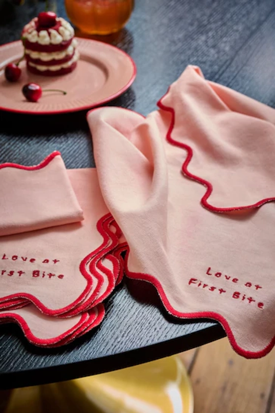 Rockett St George Pink First Bite Napkins Set Of 4