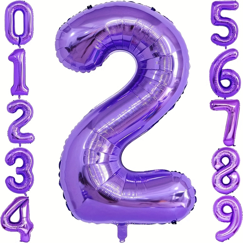 101.6 cm * Balloons Set: Includes Large Number 2 and Numbers 0-9 for Festive Decorations - Suitable for Birthdays, Anniversaries, and Celebrations