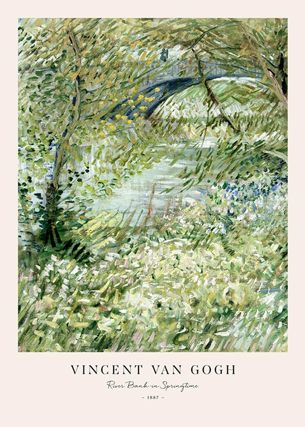Van Gogh - River Bank in Springtime Affiche