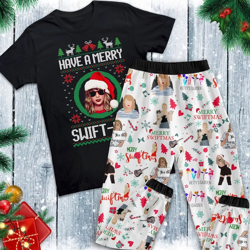 Have A Merry Swiftmas Pajamas Set, Cute Swiftmas Christmas Pjs, Merry Christmas Pajamas, Christmas Pajamas Set For Adult