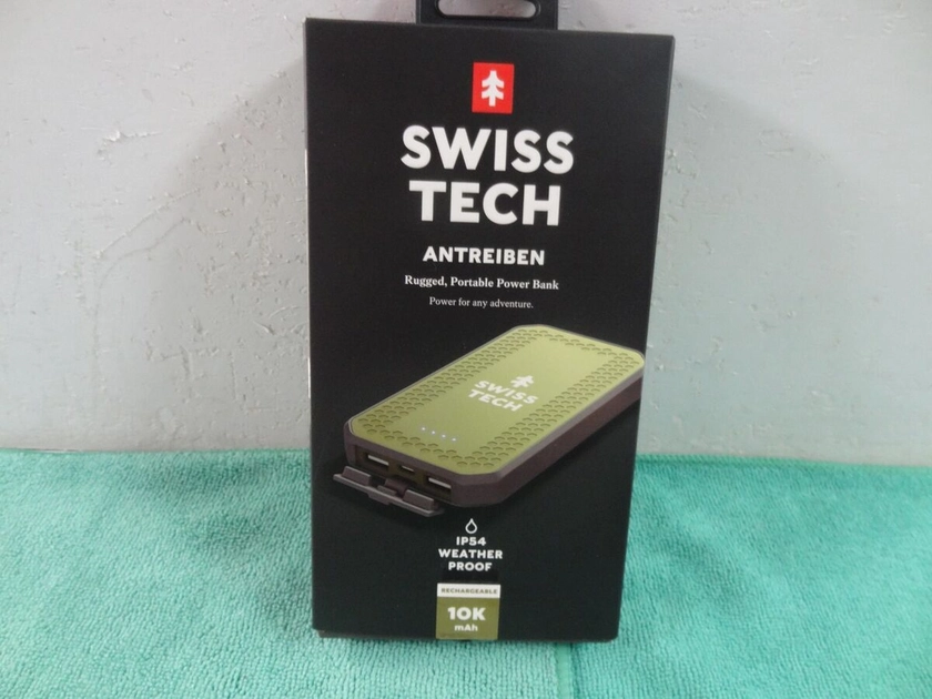 New Swiss Tech 10000 mAh RUGGED PORTABLE POWER BANK CHARGER WEATHER PROOF