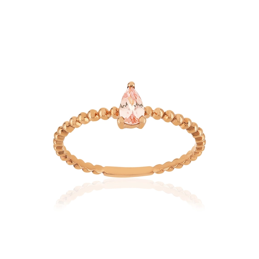 Bague or rose 375 grenat couleur ambrée | MATY