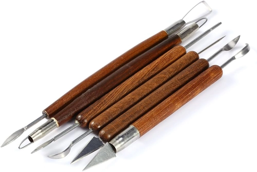 Clay Sculpting Tool Stainless Wax Carving Pottery Tools Formrs Polymer Modeling 6pcs Wax Carving Tool Set Modeling Clay Sculpting Tools