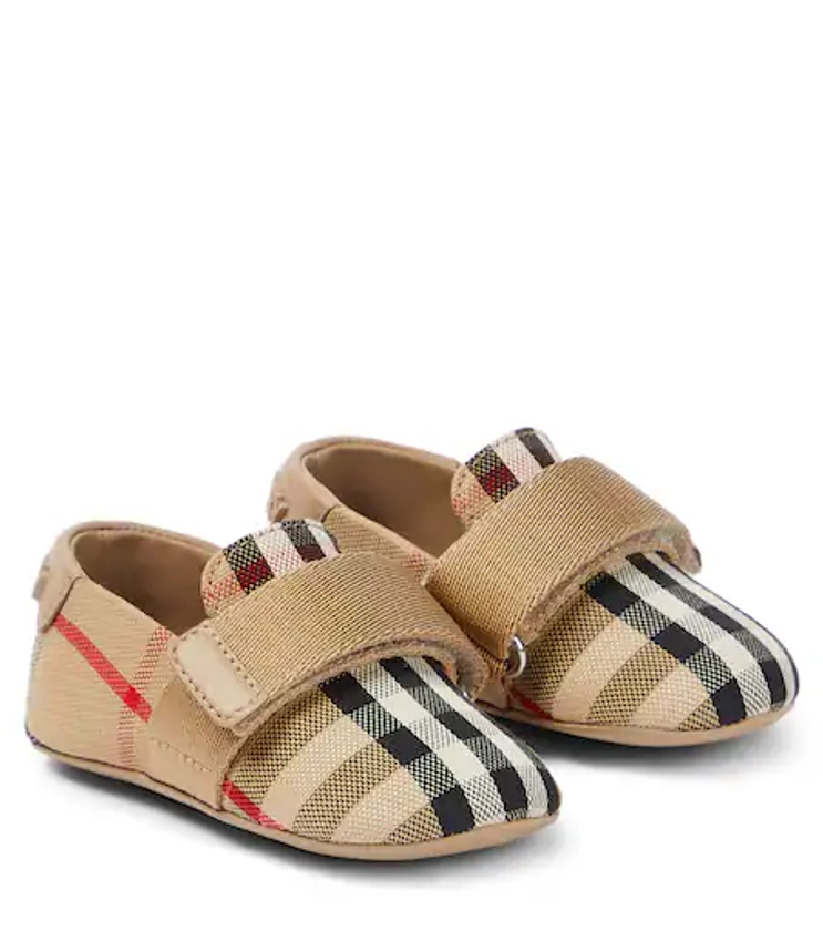 Baby Burberry Check slip-on shoes in beige - Burberry Kids | Mytheresa