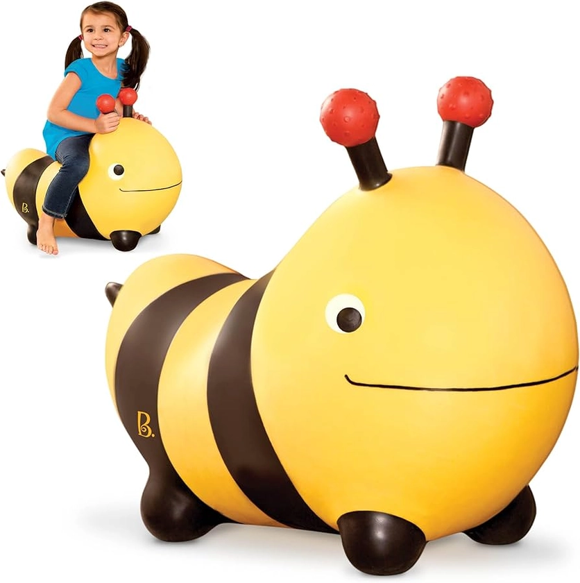 B. Toys – Bizzi The Bumble Bee Inflatable Ride-On Bouncer – Bouncy Boing – Bpa Free Soft Riding Toy for Toddlers 18M+, Yellow