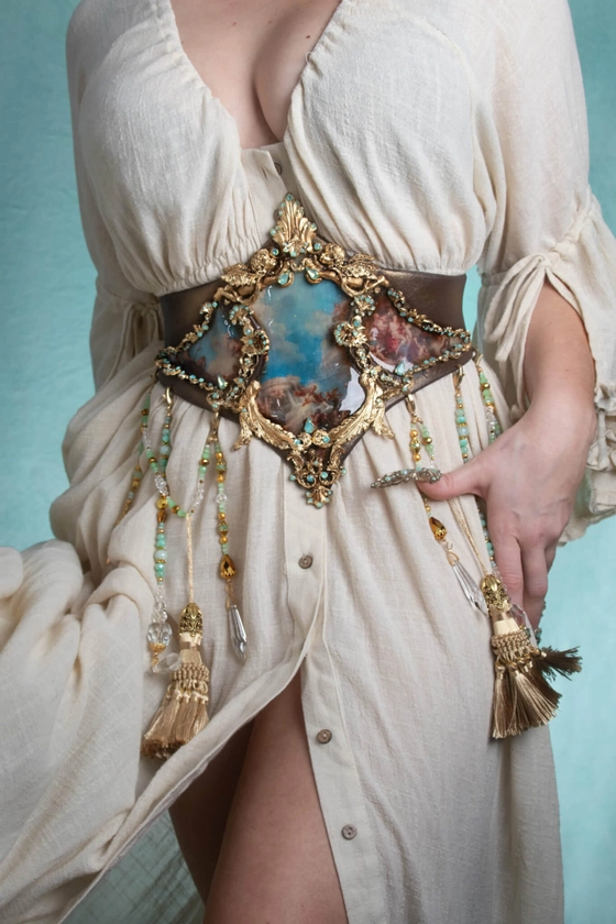 Handmade Baroque painterly corset belt. Custom size | Candy Makeup Artist