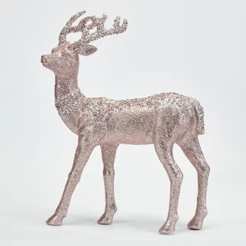 18" Rose Gold Glittered Christmas Reindeer - 18 | Overstock.com Shopping - The Best Deals on Christmas Home Decorations | 43872077