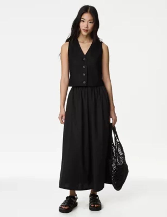 Pure Cotton Midi Skirt | M&S Collection | M&S