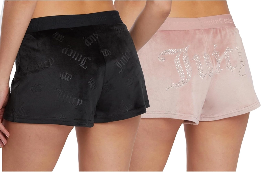 Juicy Couture Velvet Fleece Shorts 2 Piece Designer Pajama Set for Women, 2-Pack Sleep and Lounge Shorts