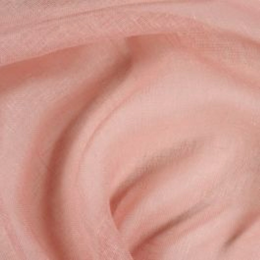 Tissu voile taffetas polyester lin effet naturel rose poudré