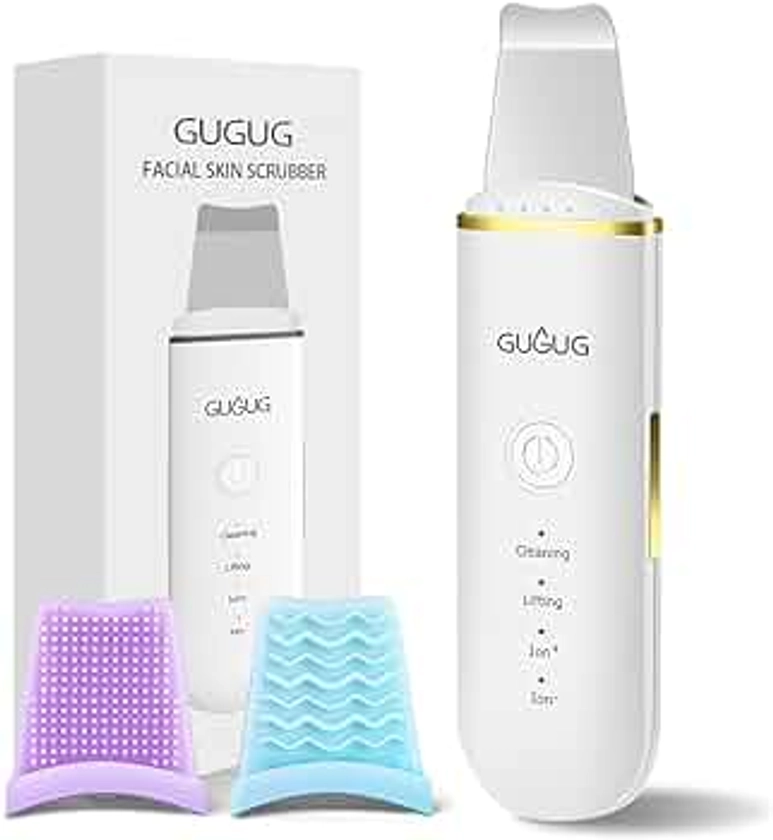 GUGUG Skin Scrubber Face Spatula Skin Spatula Pore Cleaner Blackhead Remover Tools for Facial Deep Cleansing-4 Modes -White