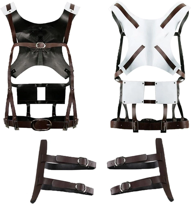 nezababy Anime Cosplay Harness Coat Survey Corps Belt Leather Costume Cape Recon Hookshot PU Strap Halloween Props