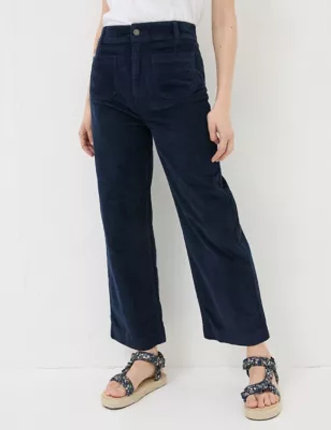 Cord Wide Leg Cropped Trousers