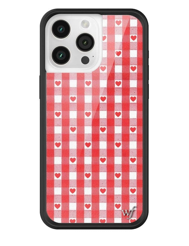 Wildflower Red Gingham Hearts iPhone Case