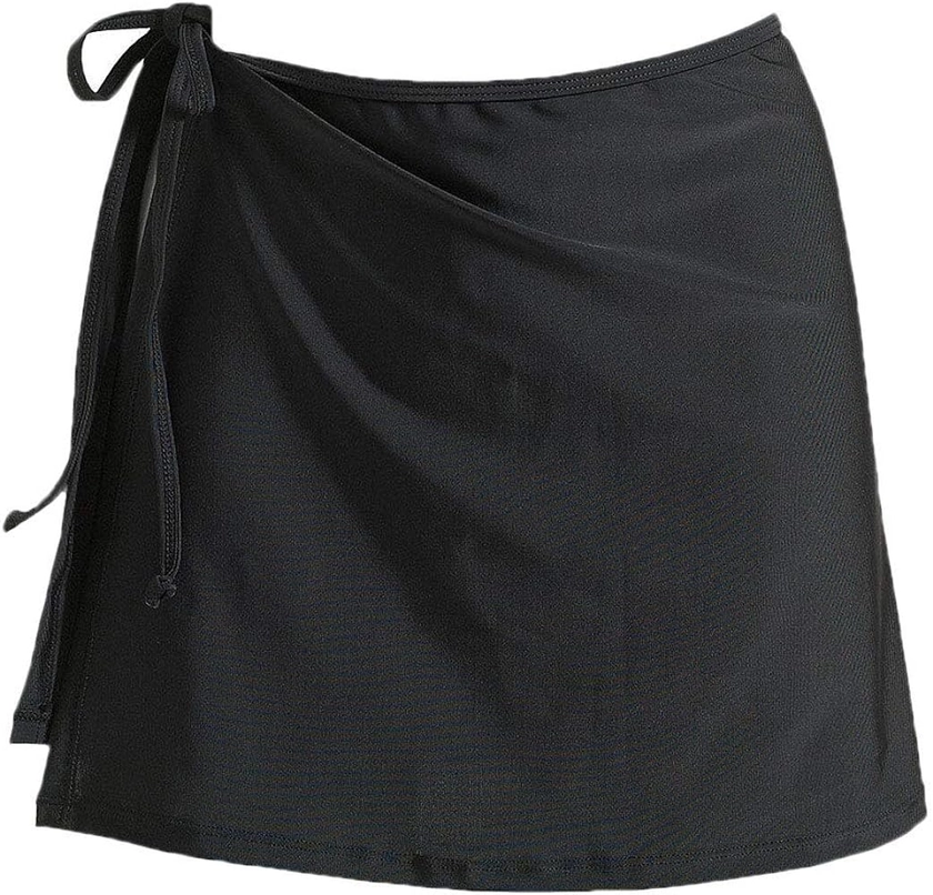 Women's Solid Color Side Slit Beach Wrap Skirt Bikini Cover-up(No Bottom)