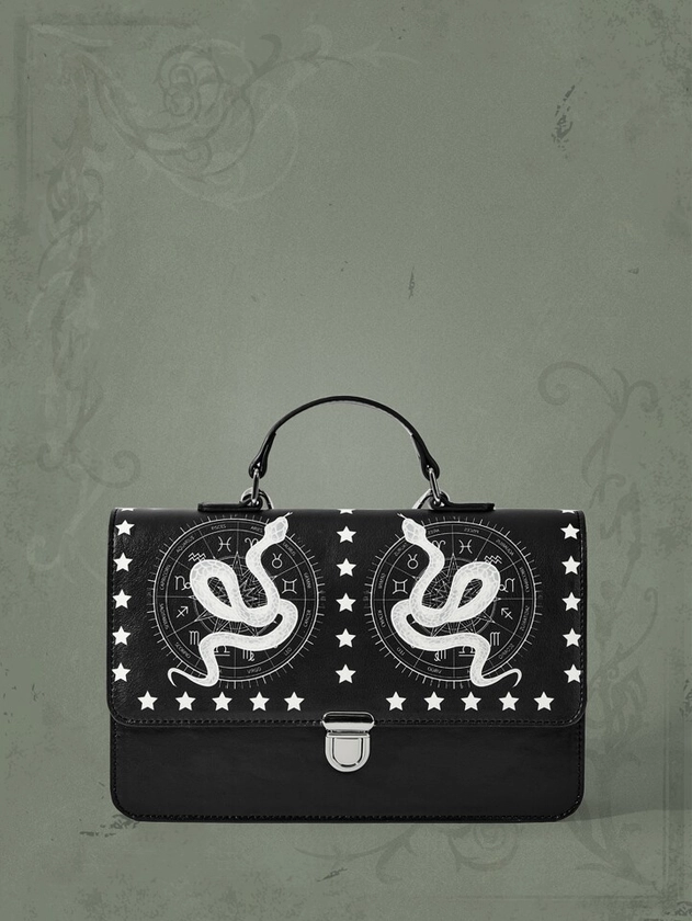 Goth Star & Snake Pattern Flap Square Bag