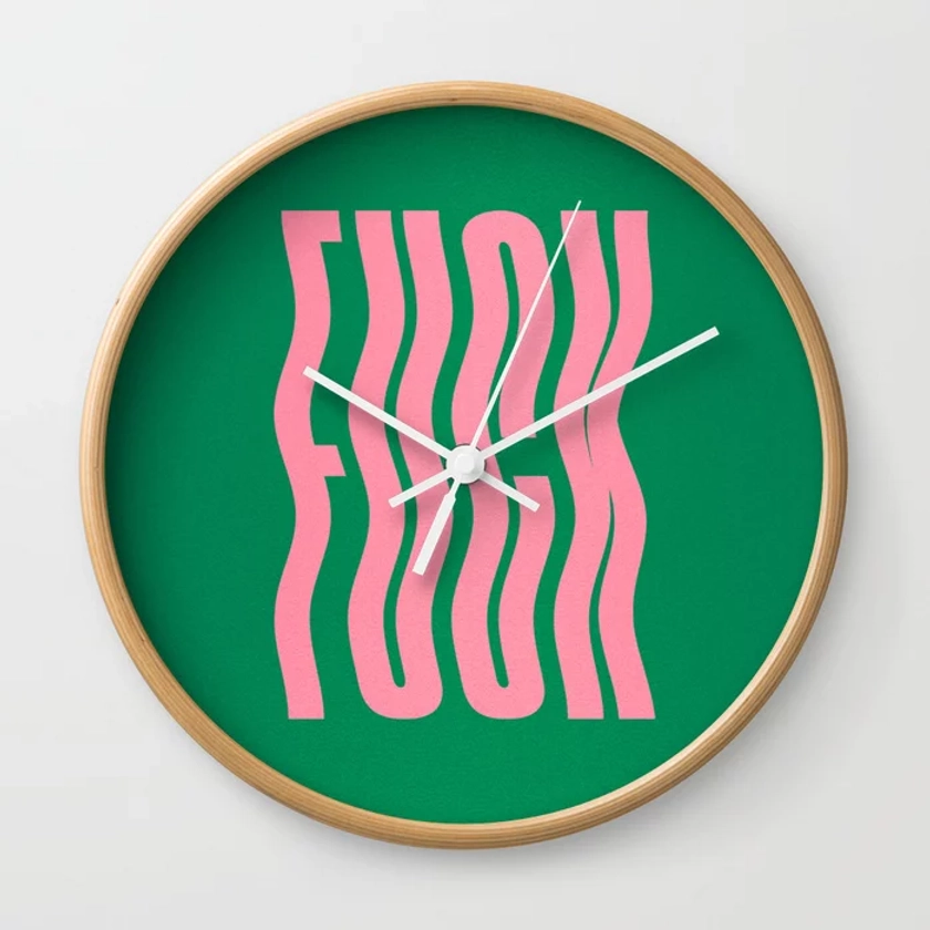 Favorite Word: Tropical Wavy Edition Wall Clock