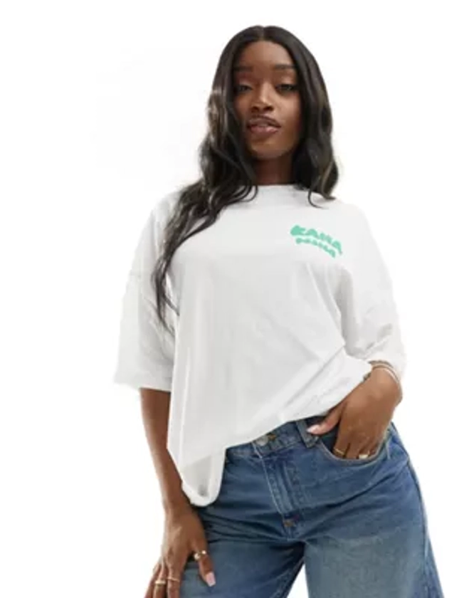 Kaiia bubble logo oversized t-shirt in white | ASOS