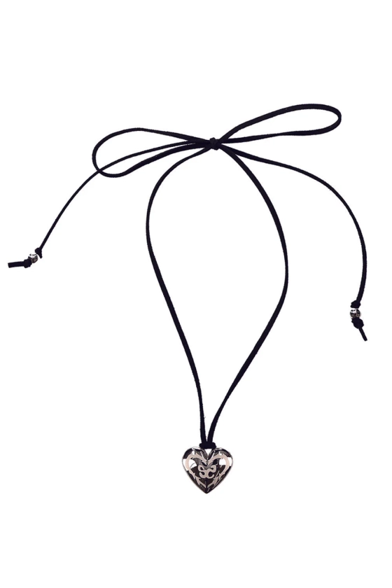 [ASSAY] SS 24 HEART AND LOVE NECKLACE (SUEDE BLACK)