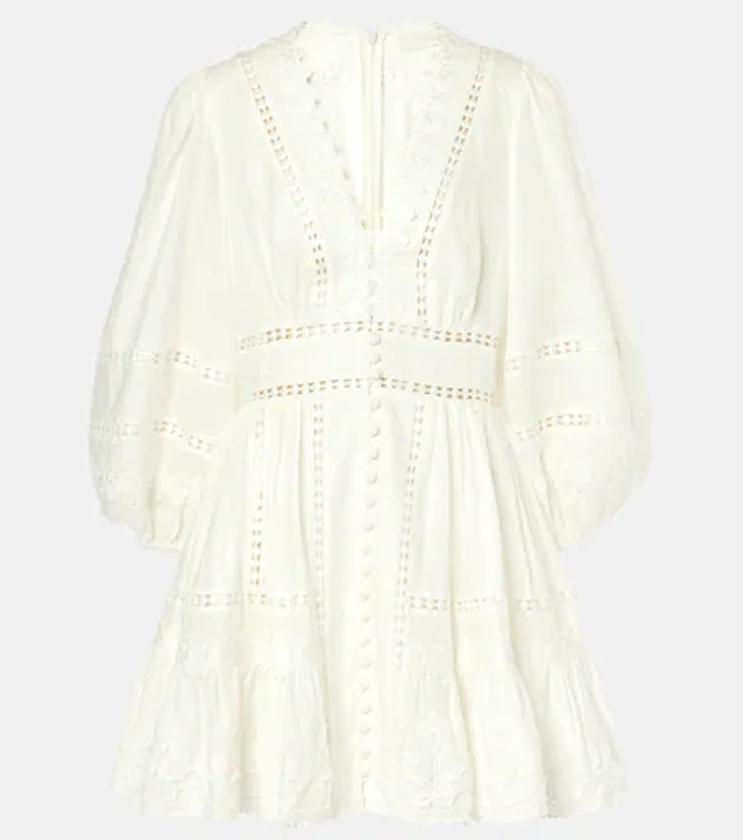 Pop lace-trimmed linen minidress in white - Zimmermann | Mytheresa