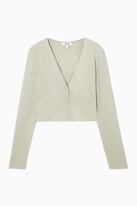 MINIMAL CROPPED V-NECK CARDIGAN - V-neck - Long sleeve - CREAM - Ladies | H&M GB