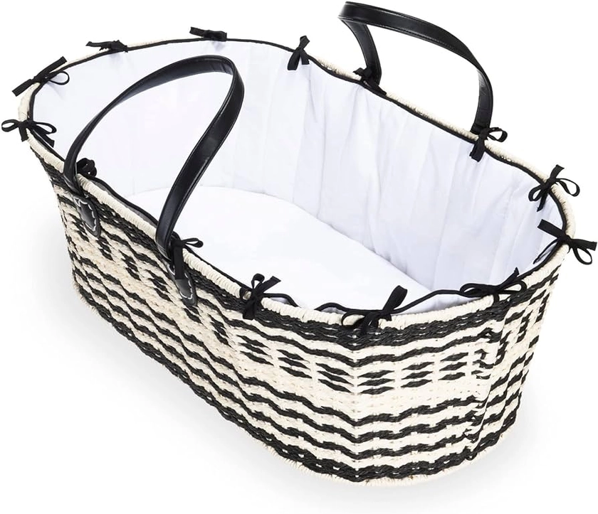 Clair de Lune | Black & Cream Sustainable Baby Moses Basket | 74 x 30 cm | Summer Newborn Essentials : Amazon.co.uk: Baby Products