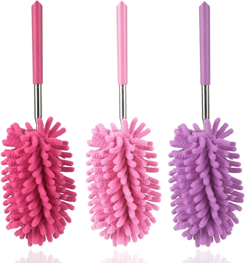 Microfiber Duster for Cleaning, Dusters with Telescoping Extension Pole, Extendable Washable Mini Dusters for Cleaning Car, Window, Furniture, Office (Pink Purple Rose red) : Amazon.ca: Health & Personal Care