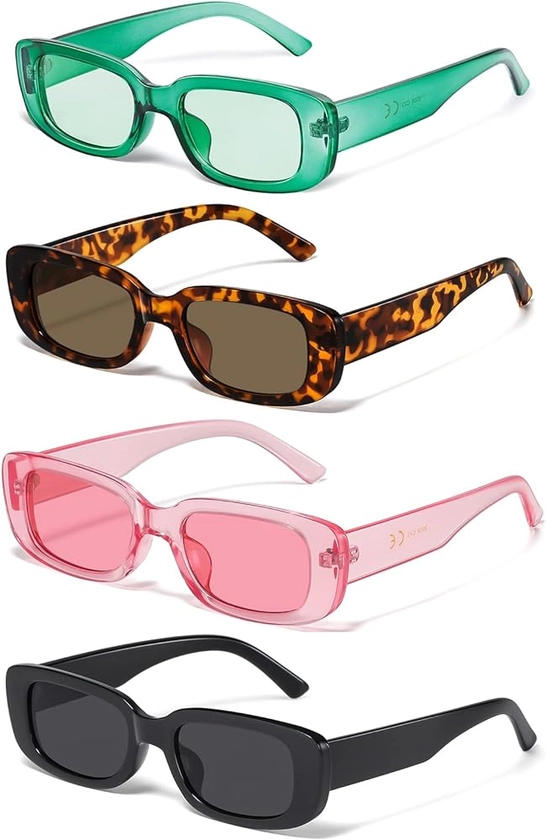 JASPIN Rectangle Sunglasses for Women Men Trendy Y2k Retro 90s Sun Glasses UV400 Protection Cool Square Frame