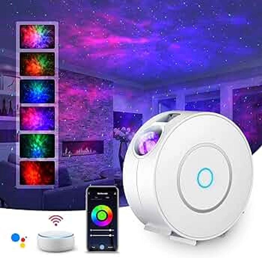 SUPPOU LED WiFi Galaxy Projector, Smart Night Light Kids Adults 3D Star Projector Light with RGB Adjustment/Voice Control/WiFi/Timer Compatible Alexa Google Assistant for Room Decor