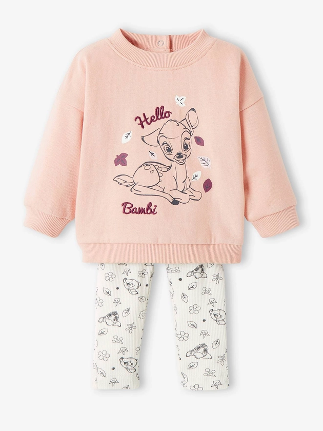 Ensemble fille 2 pièces Disney® Bambi - rose clair uni avec decor