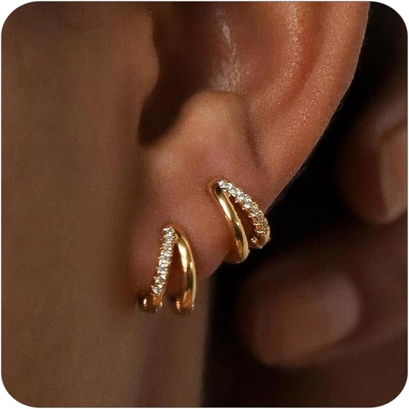 Amazon.com: MUMREUES Gold Hoop Earrings for Women,14K Gold Huggie Earrings Dainty Minimalist Small Hoop Earrings for Girl: Clothing, Shoes & Jewelry