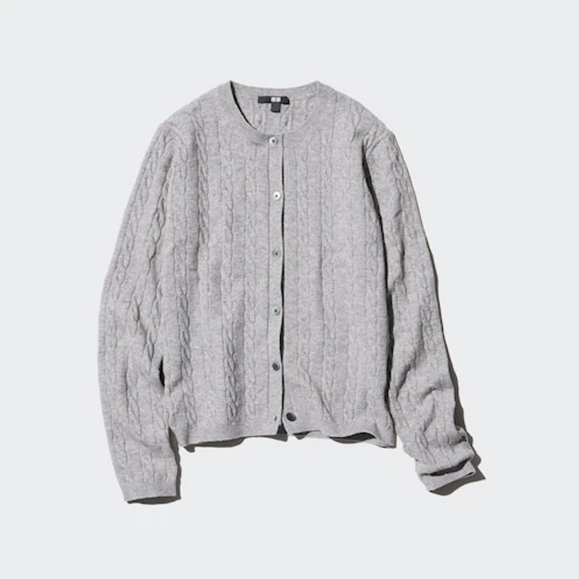 WOMEN'S CABLE CREW NECK CARDIGAN | UNIQLO CA