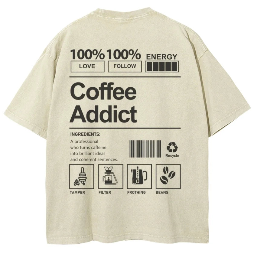 Coffee Addict Unisex Fit Washed T-Shirt