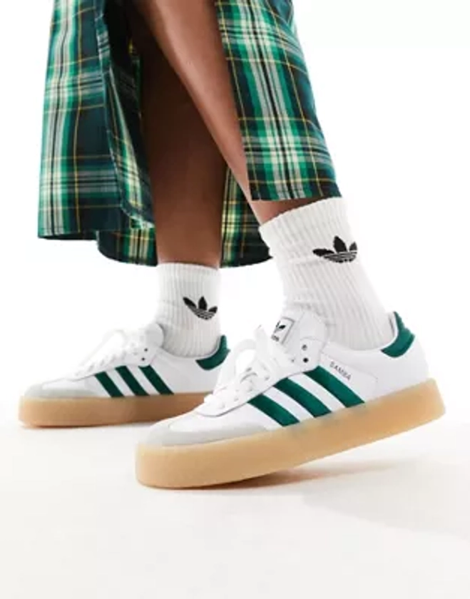 adidas Originals Sambae sneakers with rubber sole in white and green | ASOS