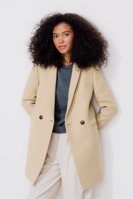 GISELE court manteau en laine - Ecru