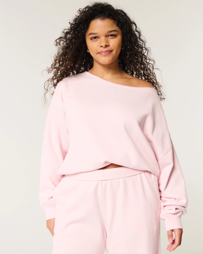 Women's Oversized Off-the-Shoulder Sweatshirt | Women's Tops | HollisterCo.com