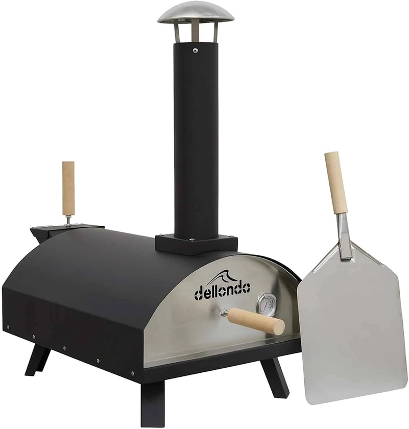 Dellonda Portable Wood-Fired 14" Pizza Oven and Smoking Oven, Black/Stainless Steel - DG10 : Amazon.co.uk: Garden