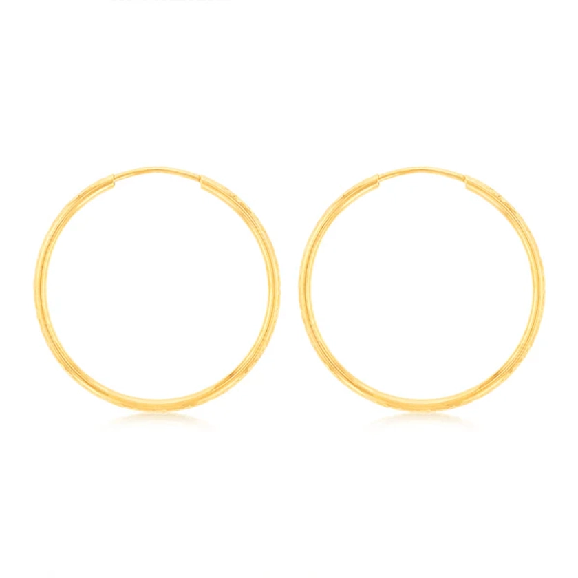 9ct Yellow Gold Diamond-Cut Hoops 25mm