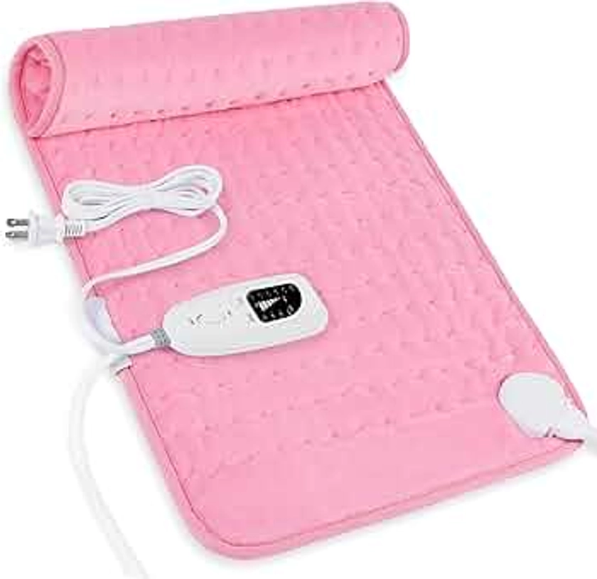 Heating Pad-Electric Heating Pads for Back,Neck,Abdomen,Moist Heated Pad for Shoulder,Knee,Hot Pad for Arms and Legs,Dry&Moist Heat & Auto Shut Off,Gifts for Women Men(Light Pink,12''×24'')