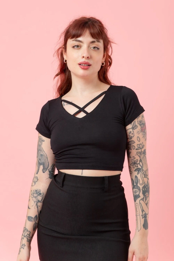 Cropped Preto Harness