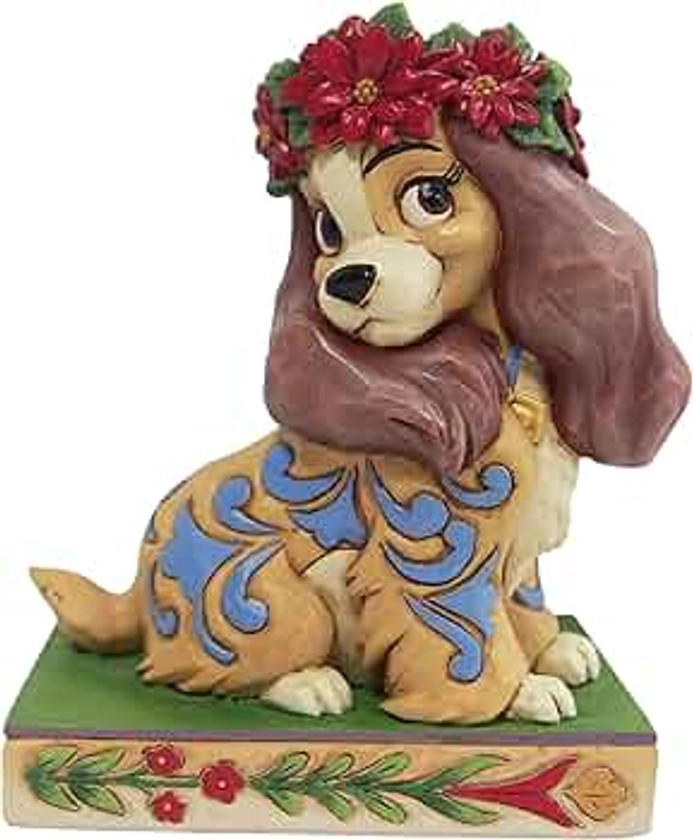 Enesco Jim Shore Disney Traditions Lady and The Tramp Figurine de Noël en Forme de Couronne de Houx, 10,7 cm, Multicolore
