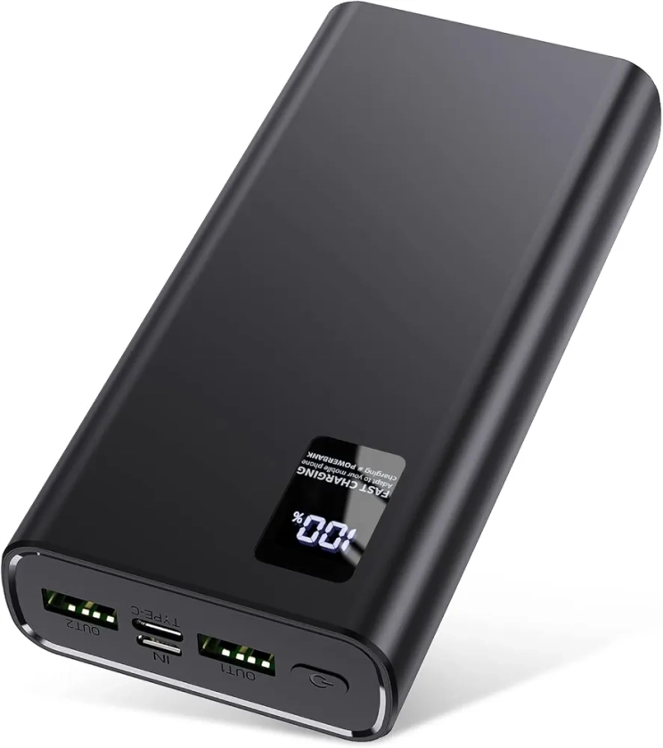 Power Bank 24000 mAh, bateria externa pequena mas forte (USB C Output & Input) 5A bateria externa para telemóvel com função de carregamento rápido, bateria externa de grande capacidade compatível com