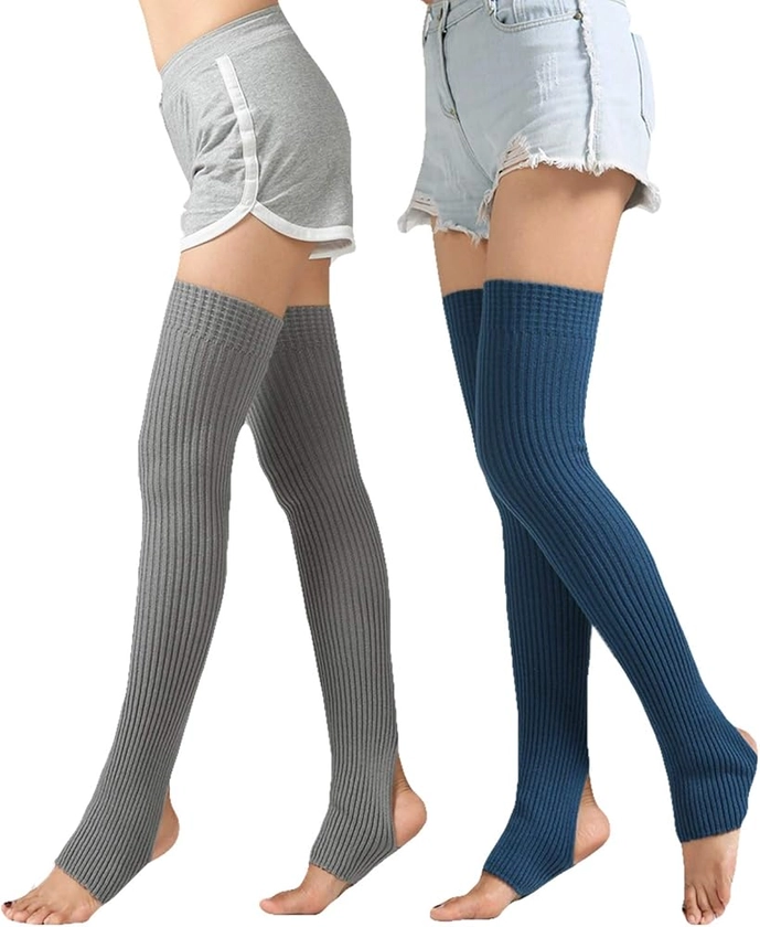 Women Over Knee High Socks Yoga Ballet Dance Knitted Stirrup Leg Warmers