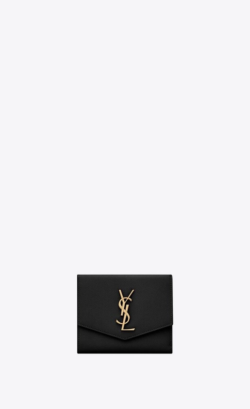 UPTOWN portefeuille compact en cuir embossé grain de poudre | Saint Laurent | YSL.com