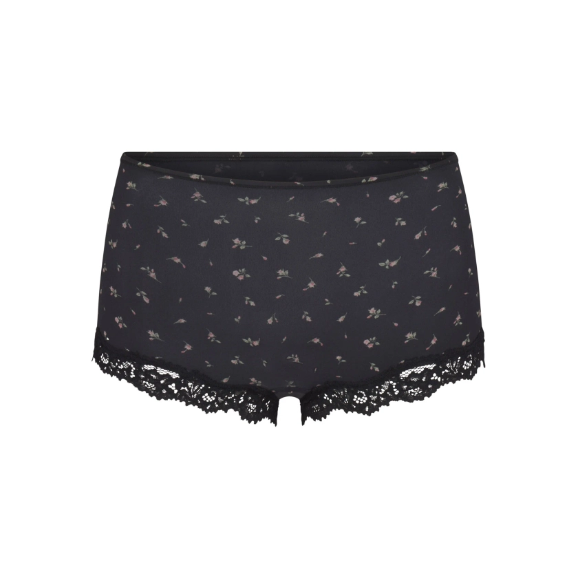 FITS EVERYBODY LACE BOY SHORT | ONYX ROSEBUD PRINT